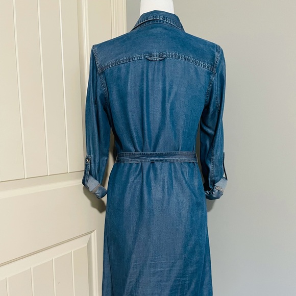 GAP soft denim long sleeve dress with belt - Picture 6 of 8